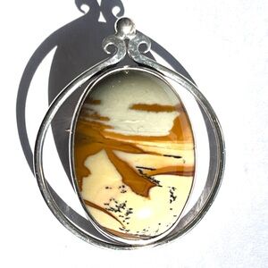 Beautiful Vintage Landscape Jasper Sterling Silver Brooch